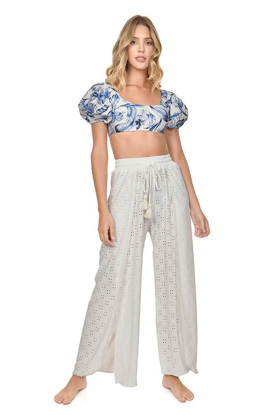 Women Encantadore Beachwear | Manisha White Ness Pants