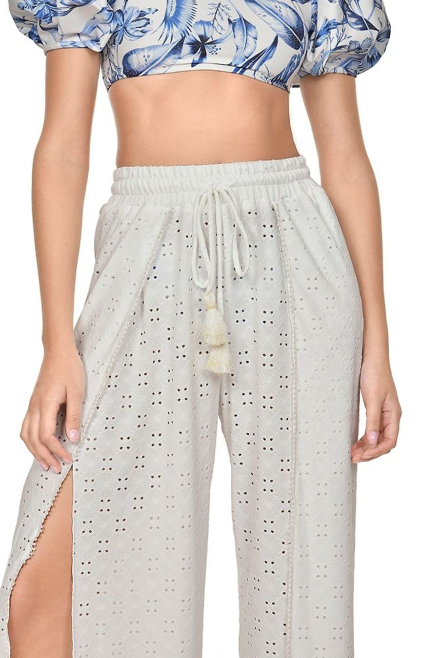 Women Encantadore Beachwear | Manisha White Ness Pants