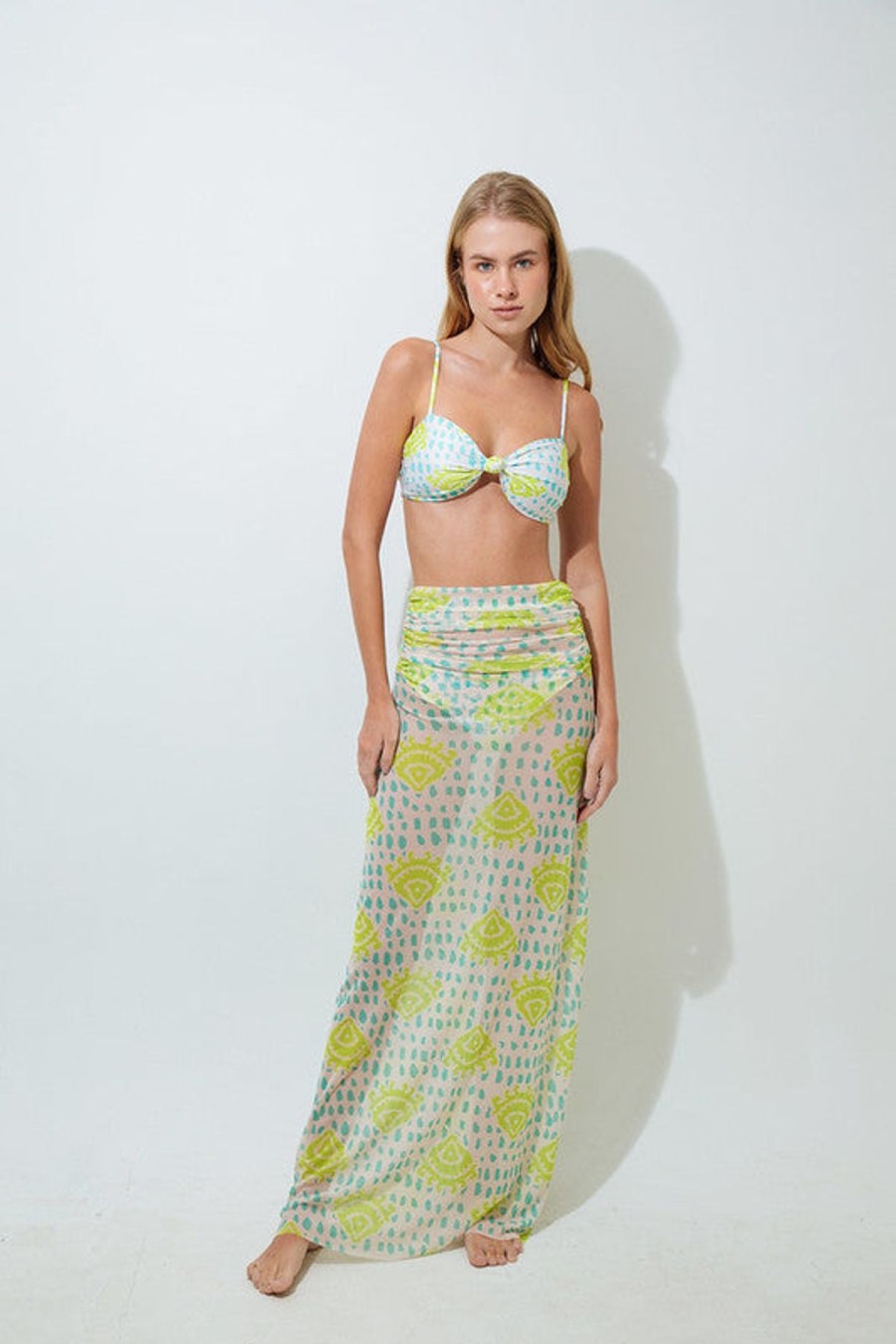 Women Mar De Lua Beachwear | Alma Aqua Skirt