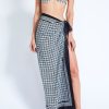 Women Devon Windsor Beachwear | Sarong- Navy Houndstooth